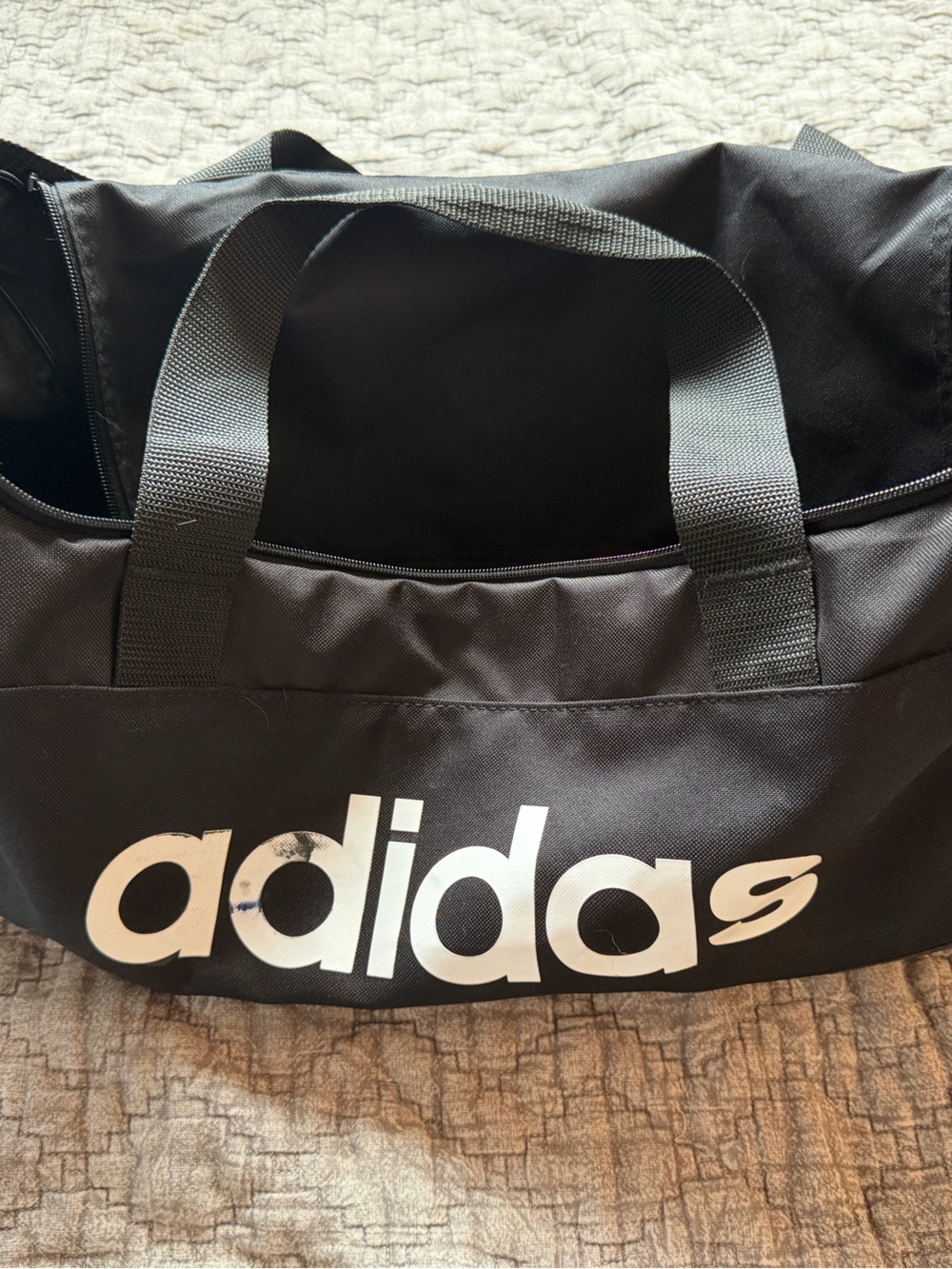 adidas Black Duffel Bag with White Logo